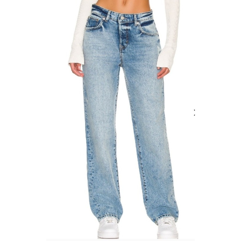 Lovers and Friends Dustin Boyfriend Jeans Size 26 Blue Barcelona Button Fly
